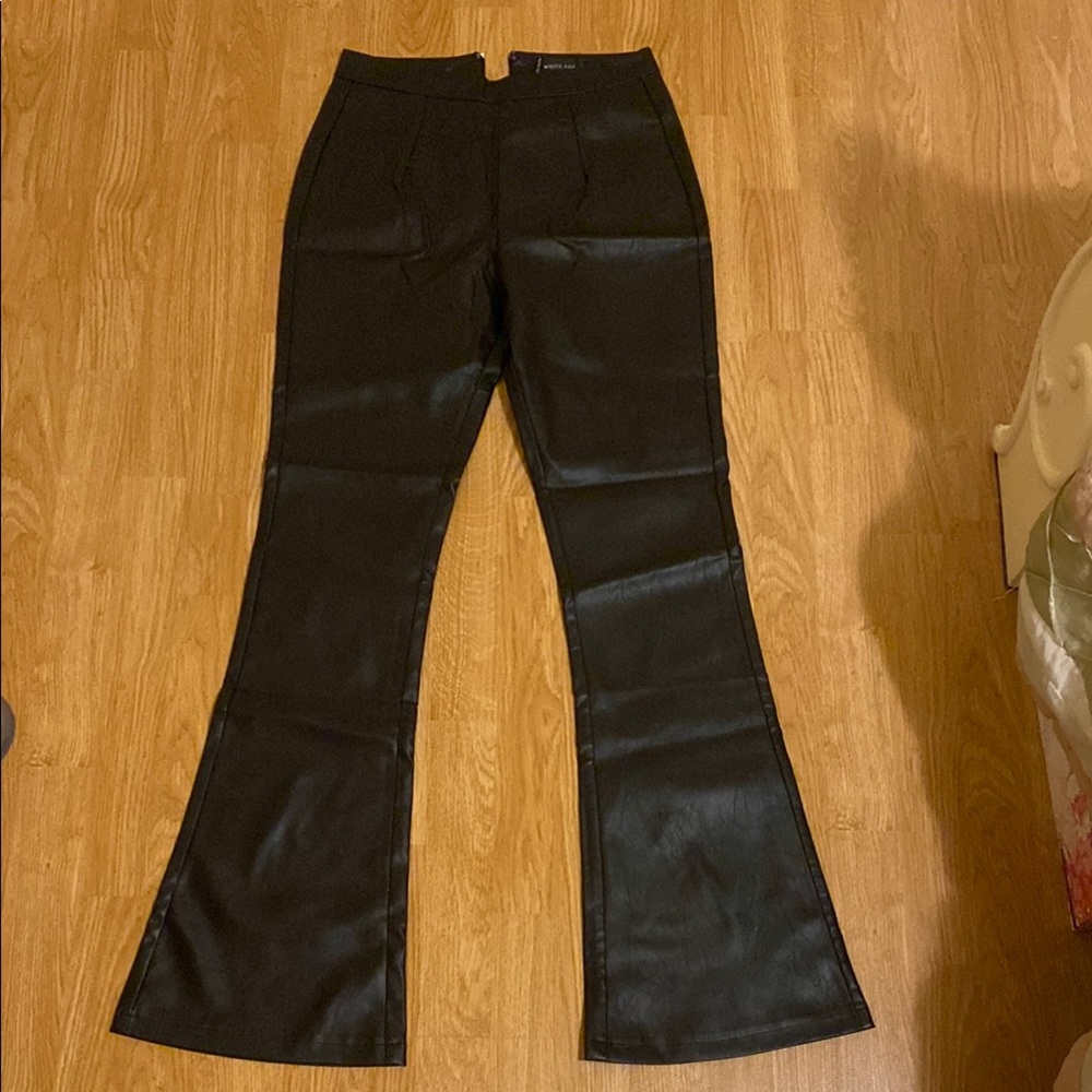Black Flared Leather Pants